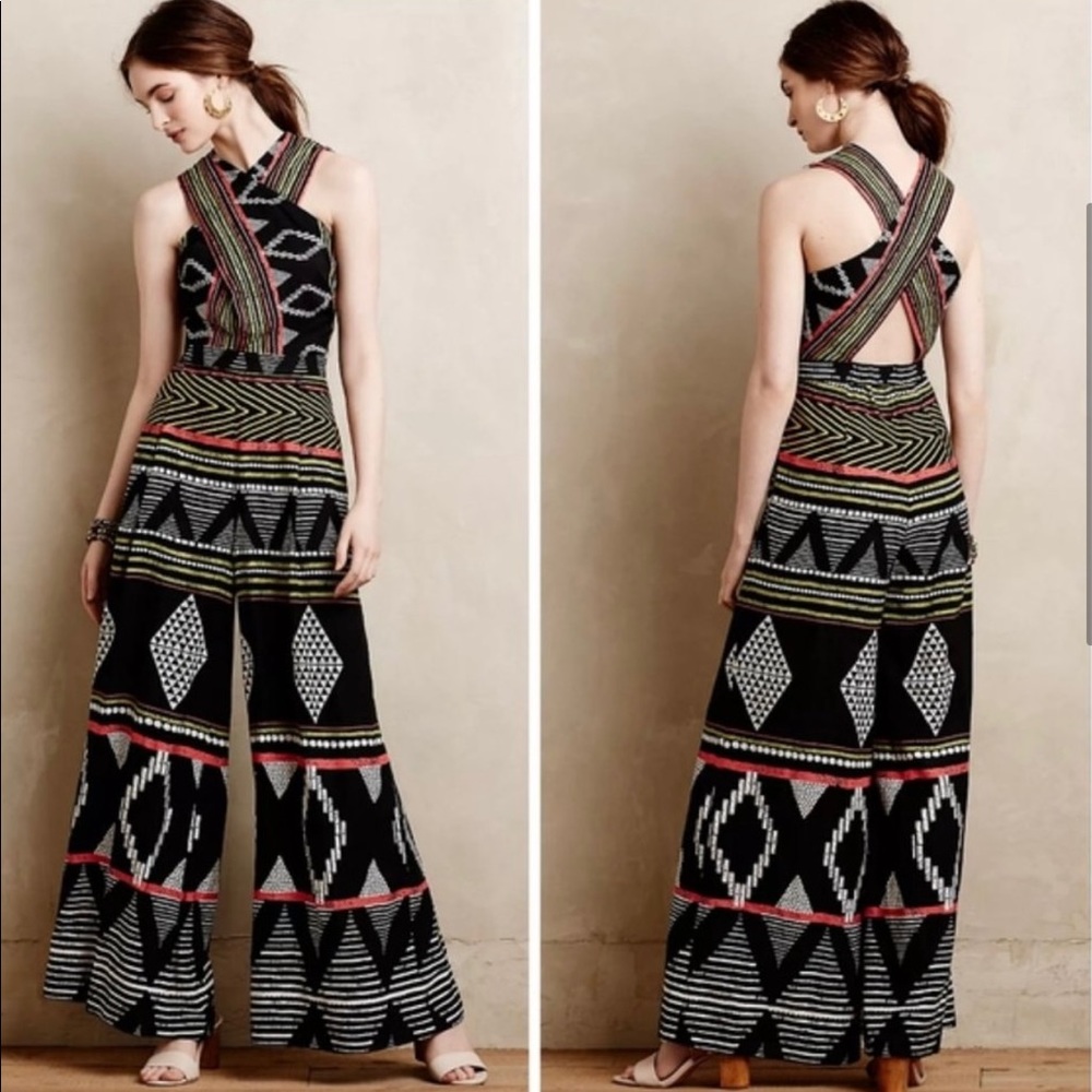 Elevenses Anthropologie Tribal Print Jumpsuit